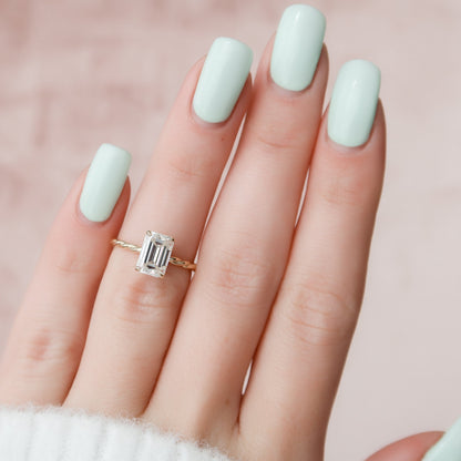 2.0 CT Emerald Twisted Shank Hidden Halo Moissanite Engagement Ring 8