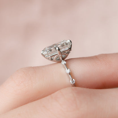 3.0 CT Emerald Cut Dainty Pave Moissanite Engagement Ring 5