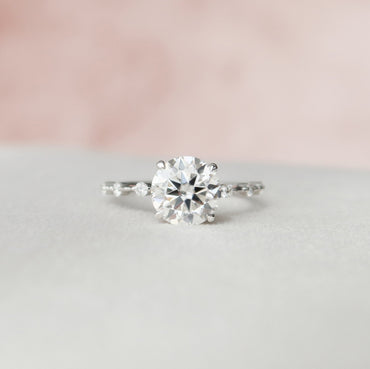 2.0 CT Round Dainty Pave Moissanite Engagement Ring 2