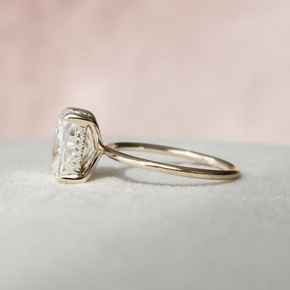 4.5 CT Cushion Cut Hidden Halo Style Moissanite Engagement Ring 8