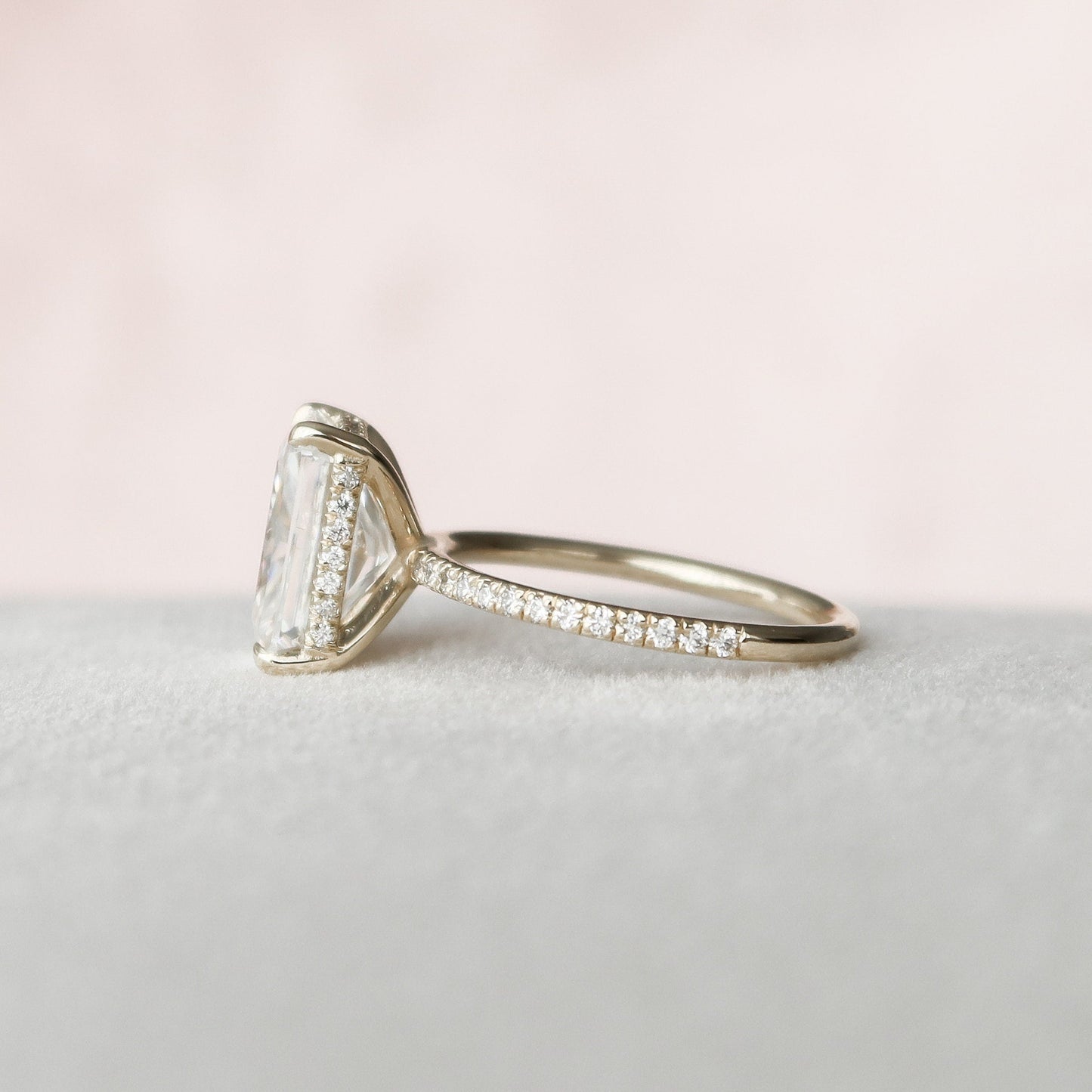 3.5 CT Radiant Hidden Halo Pave Moissanite Engagement Ring 6