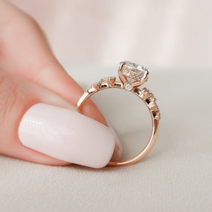 2.0 CT Round Hidden Halo Pave Style Moissanite Engagement Ring 10