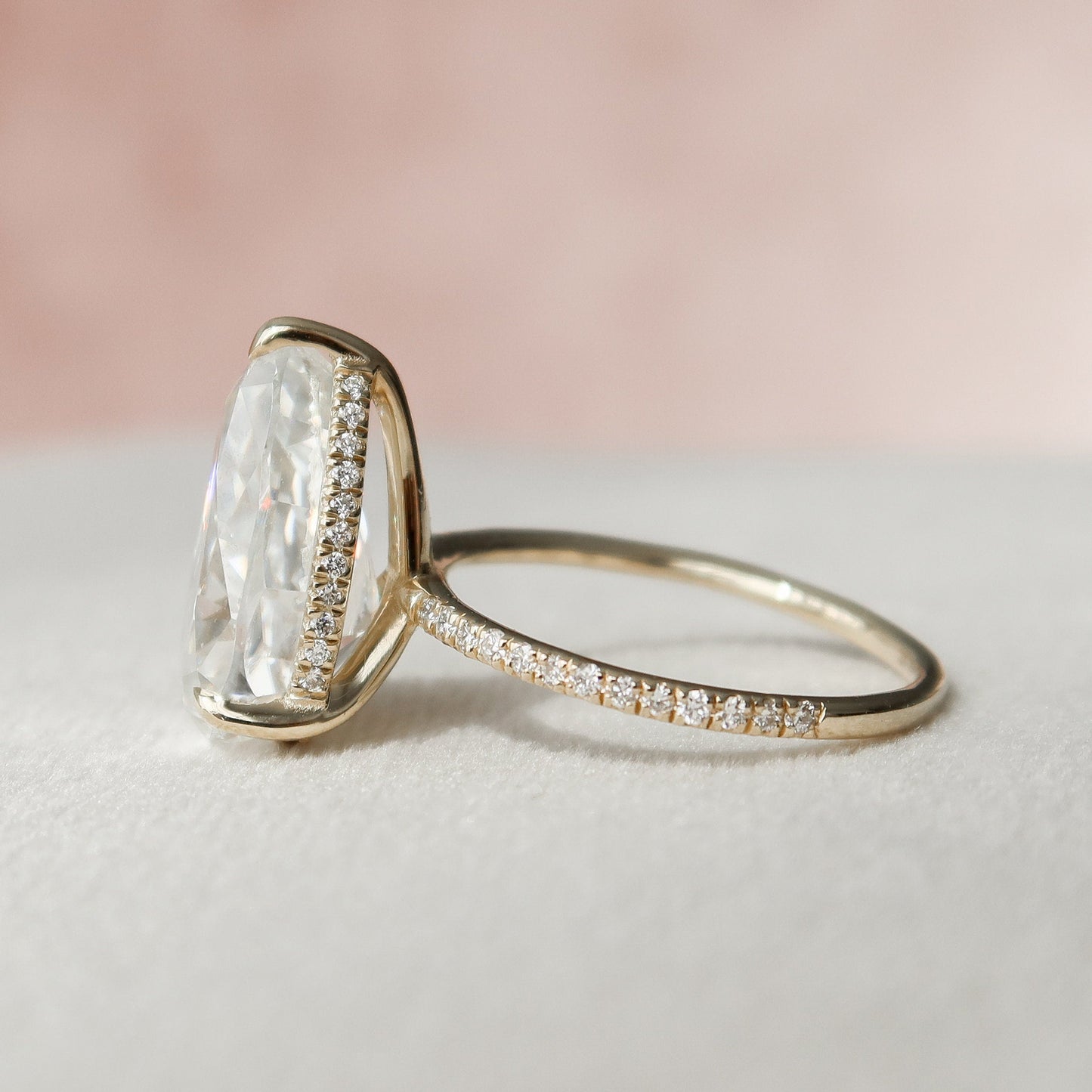 4.5 CT Pear Cut Hidden Halo Pave Setting Moissanite Engagement Ring 4