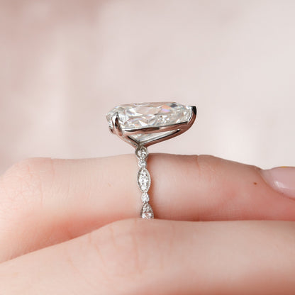 4.5 CT Pear Milgrain Pave Vintage Style Moissanite Engagement Ring 9