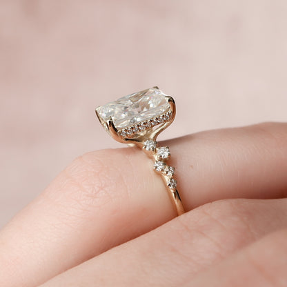 3.5 CT Radiant Cut Hidden Halo Pave Style Moissanite Engagement Ring 7
