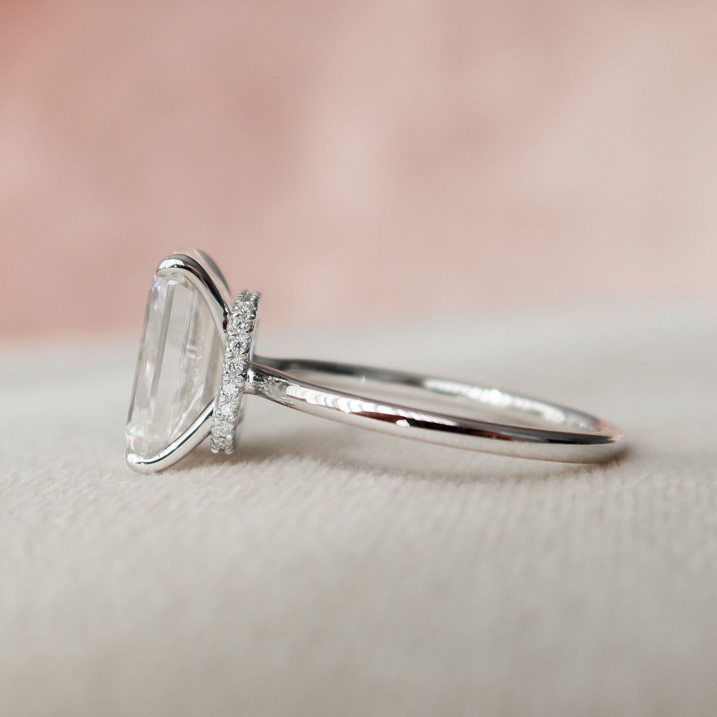 5.0 CT Emerald Cut Hidden Halo Style Moissanite Engagement Ring 4