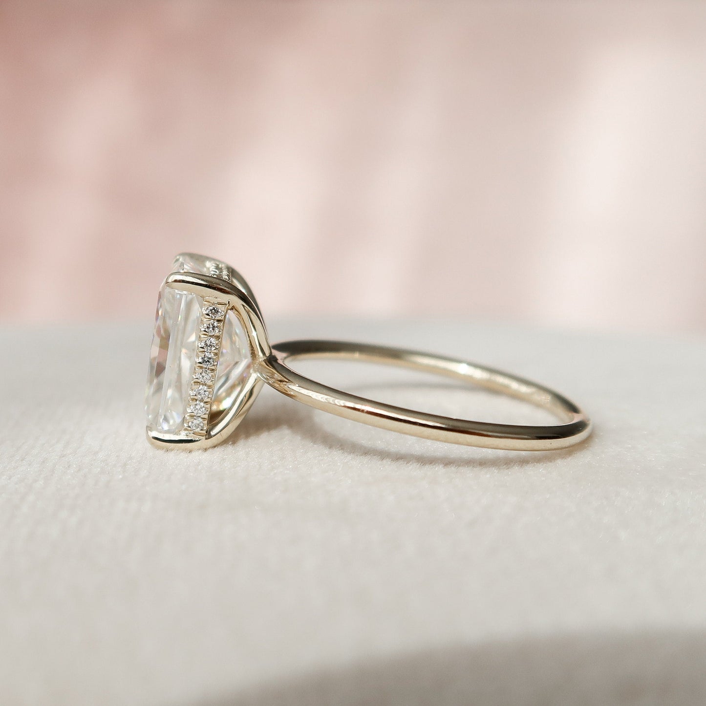 4.5 CT Radiant Cut Hidden Halo Style Moissanite Engagement Ring 3