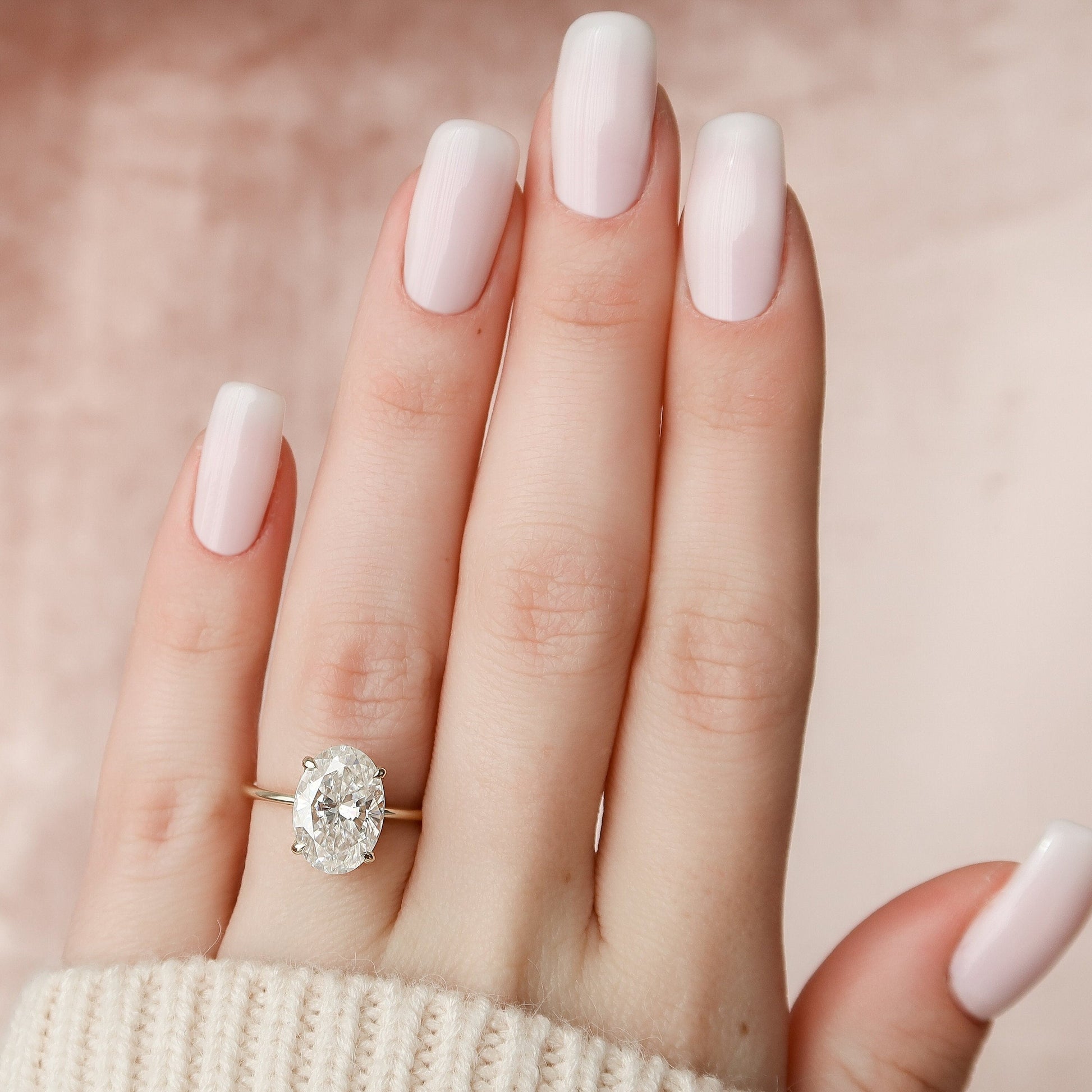 3.5 CT Oval Cut Hidden Halo Moissanite Engagement Ring 9