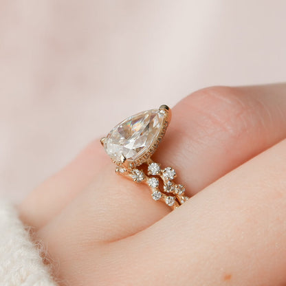Marquise Cut Cluster Styled Lab Grown Bridal Ring Set