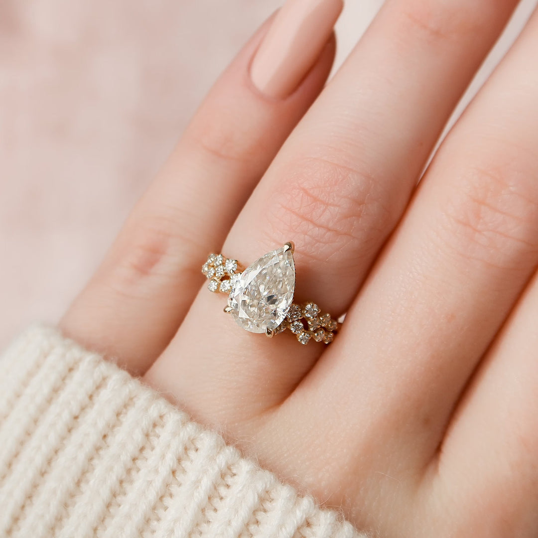 Marquise Cut Cluster Styled Lab Grown Bridal Ring Set