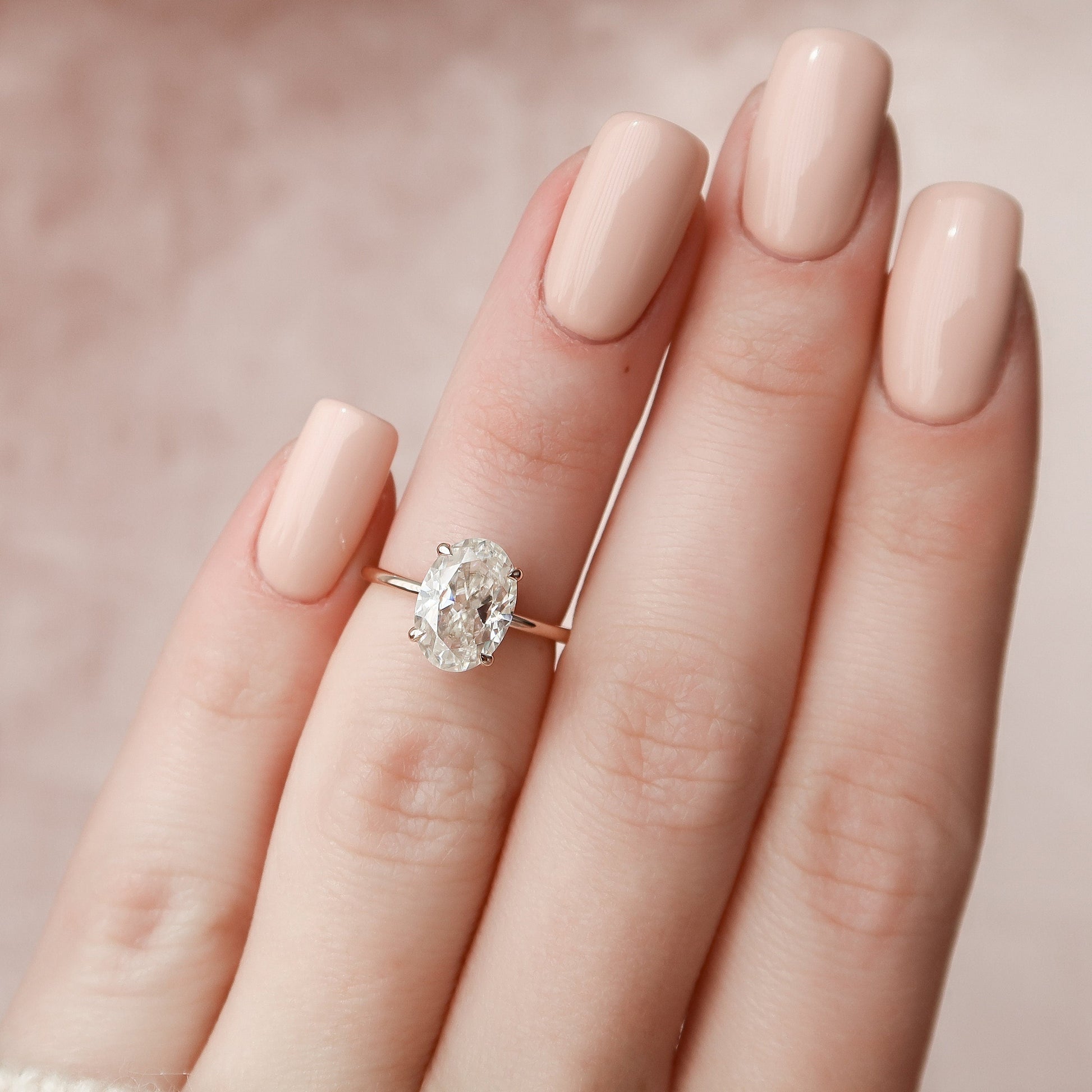 2.0 CT Oval Hidden Halo Moissanite Engagement Ring 5