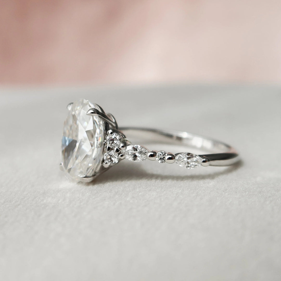 Marquise Cut Cluster Styled Lab Grown Bridal Ring Set