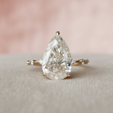 3.5 CT Pear Cut Dainty Pave Moissanite Engagement Ring 2
