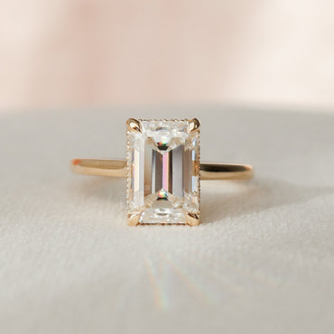 3.0 CT Emerald Cut Hidden Halo Moissanite Engagement Ring 1