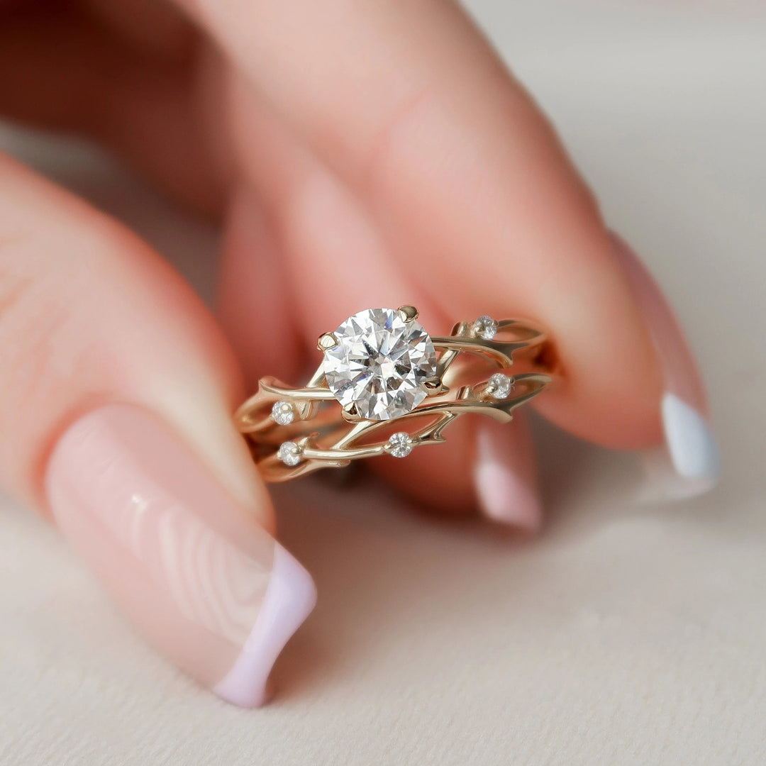 Marquise Cut Cluster Styled Lab Grown Bridal Ring Set