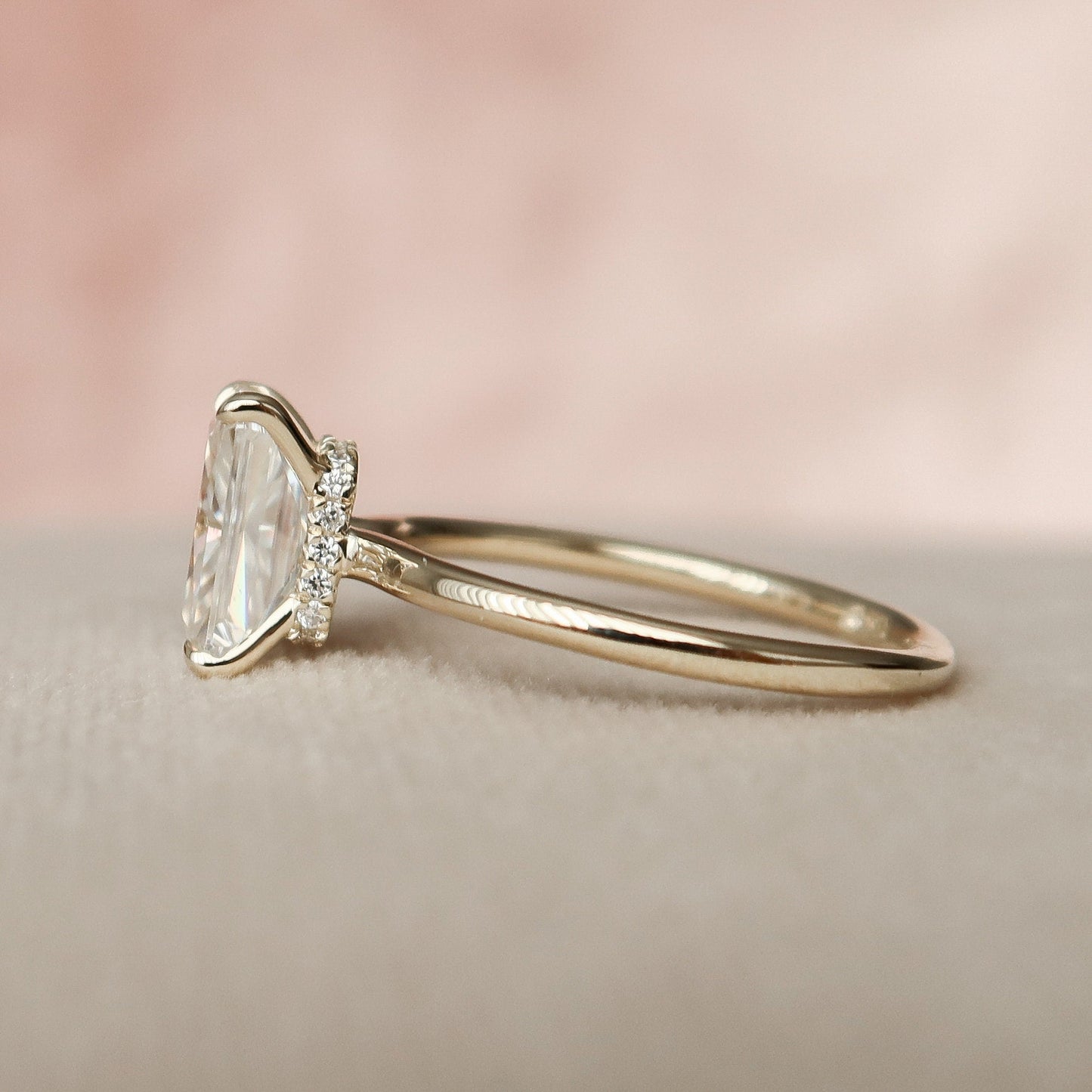 2.0 CT Radiant Hidden Halo Moissanite Engagement Ring 4