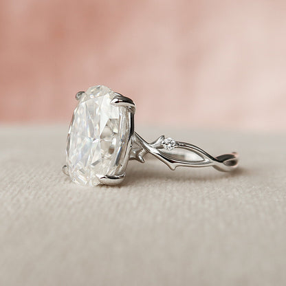 3.5 CT Oval Cut Twig Pave Moissanite Engagement Ring 8