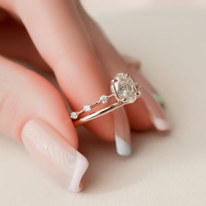 Marquise Cut Cluster Styled Lab Grown Bridal Ring Set
