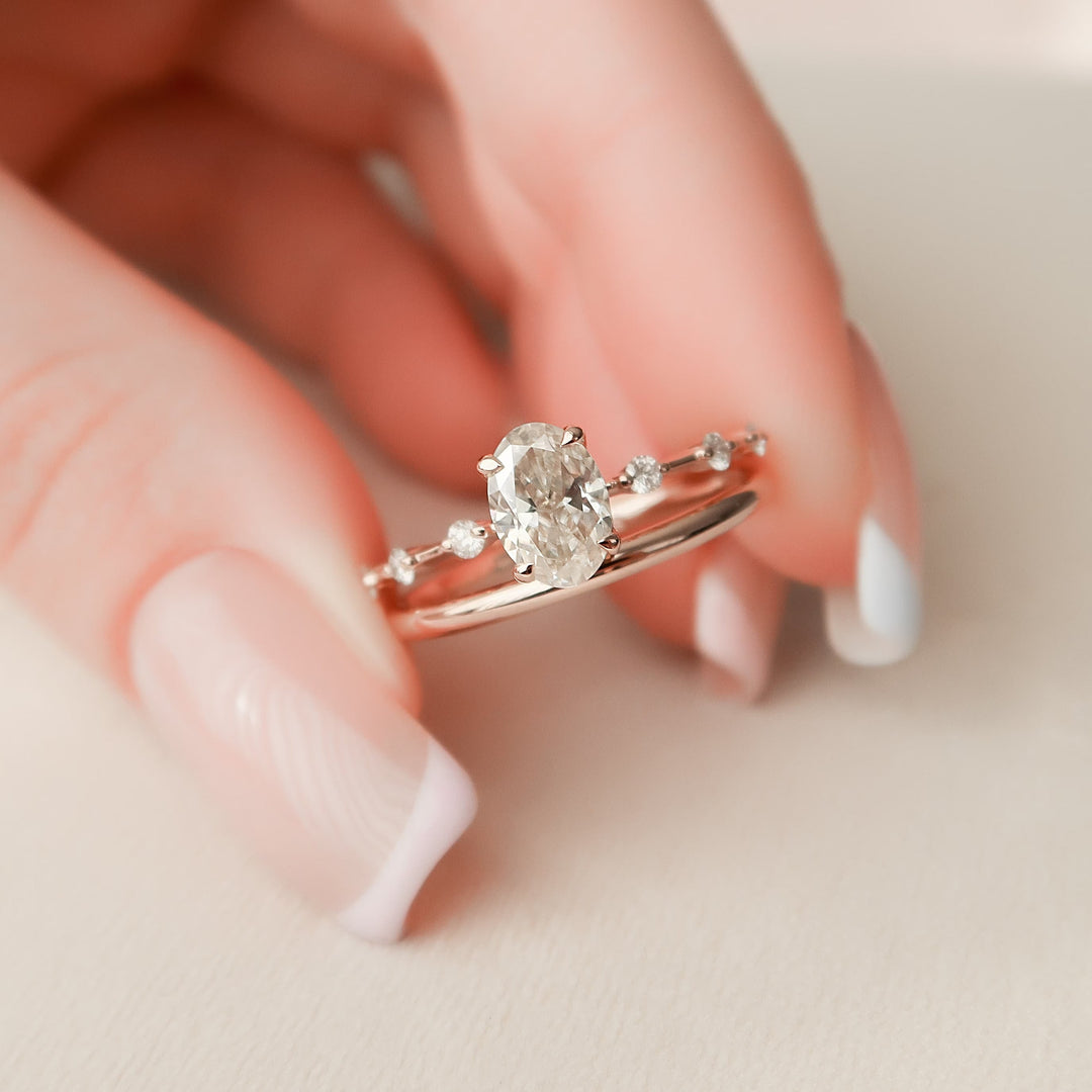 Marquise Cut Cluster Styled Lab Grown Bridal Ring Set