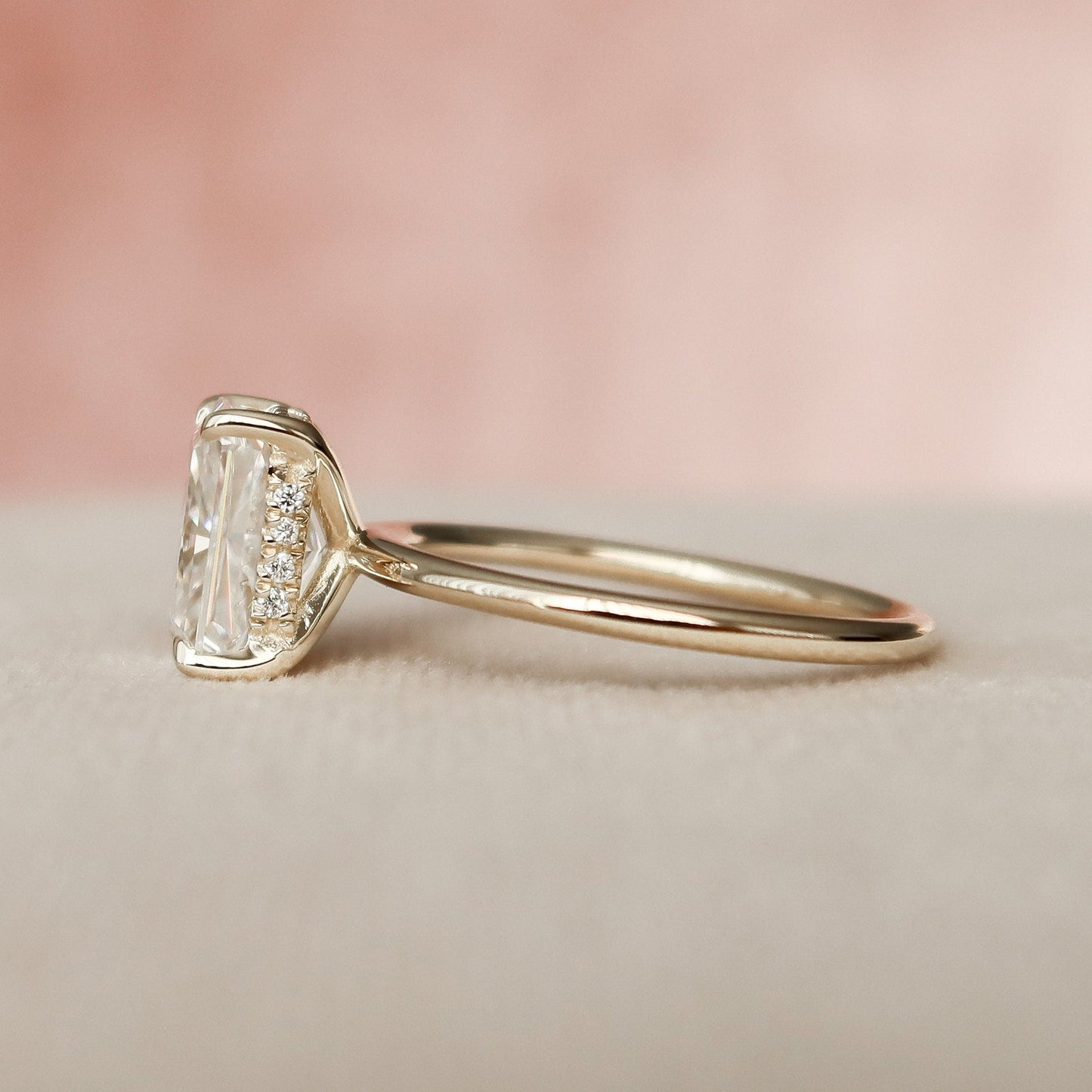 2.0 CT Radiant Cut Hidden Halo Moissanite Engagement Ring 9