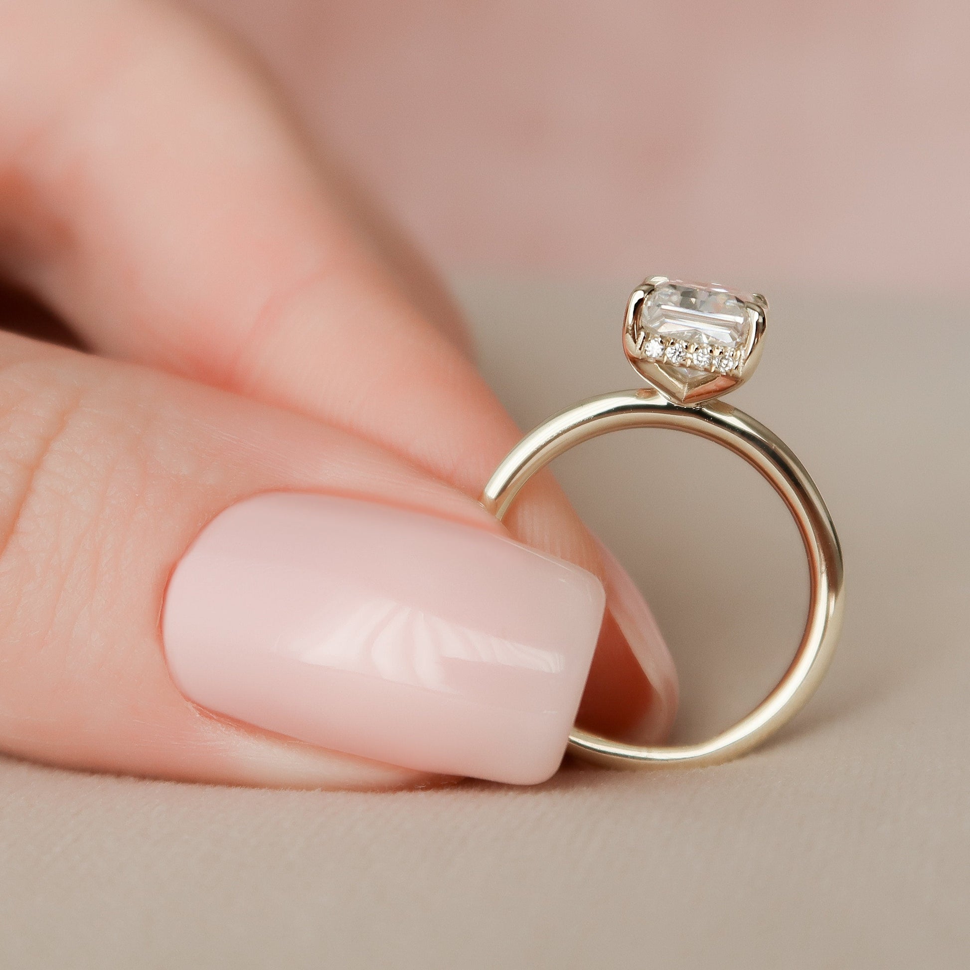 2.0 CT Radiant Cut Hidden Halo Moissanite Engagement Ring 7