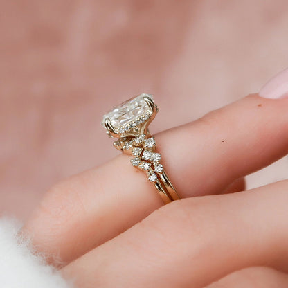 Marquise Cut Cluster Styled Lab Grown Bridal Ring Set