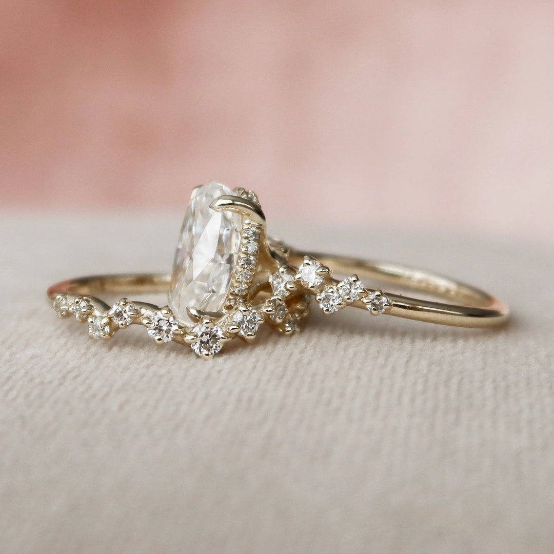 Marquise Cut Cluster Styled Lab Grown Bridal Ring Set