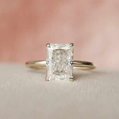 2.0 CT Radiant Hidden Halo Moissanite Engagement Ring 1