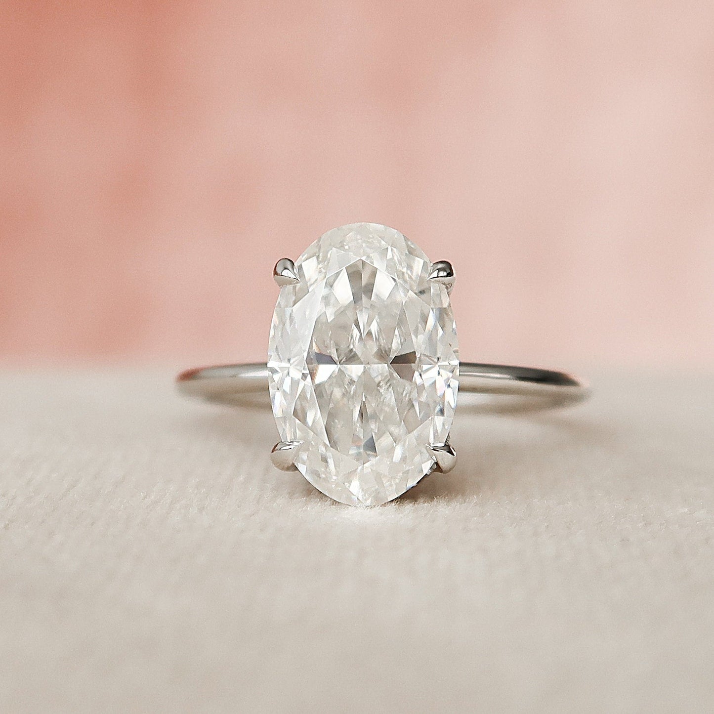 3.5 CT Oval Cut Hidden Halo Moissanite Engagement Ring 1