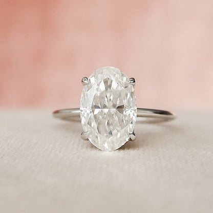 3.5 CT Oval Cut Hidden Halo Moissanite Engagement Ring 1
