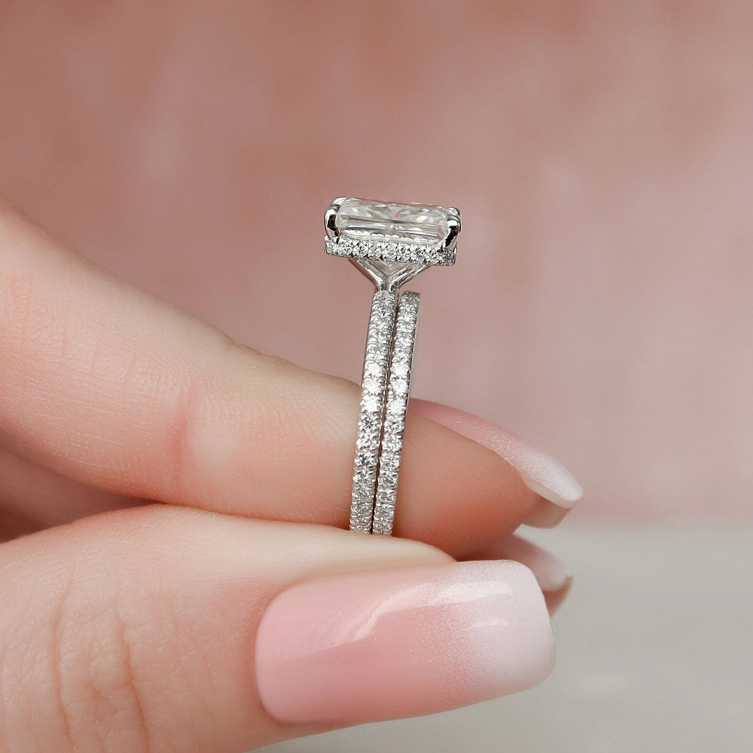 Marquise Cut Cluster Styled Lab Grown Bridal Ring Set