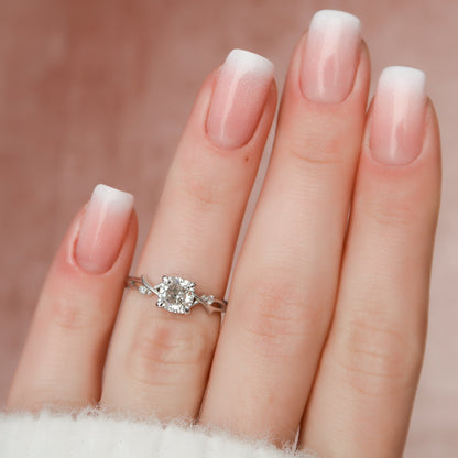 1.0 CT Cushion Twig Pave Setting Moissanite Engagement Ring 5