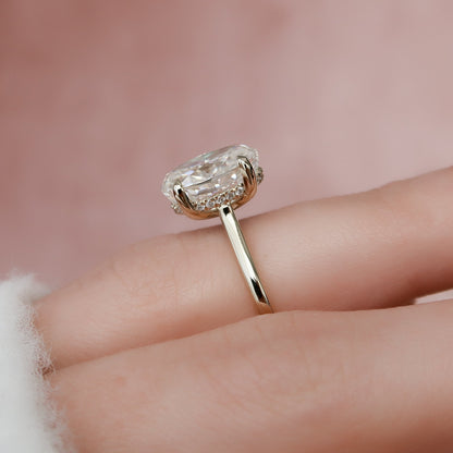 3.0 CT Oval Cut Hidden Halo Style Moissanite Engagement Ring 8