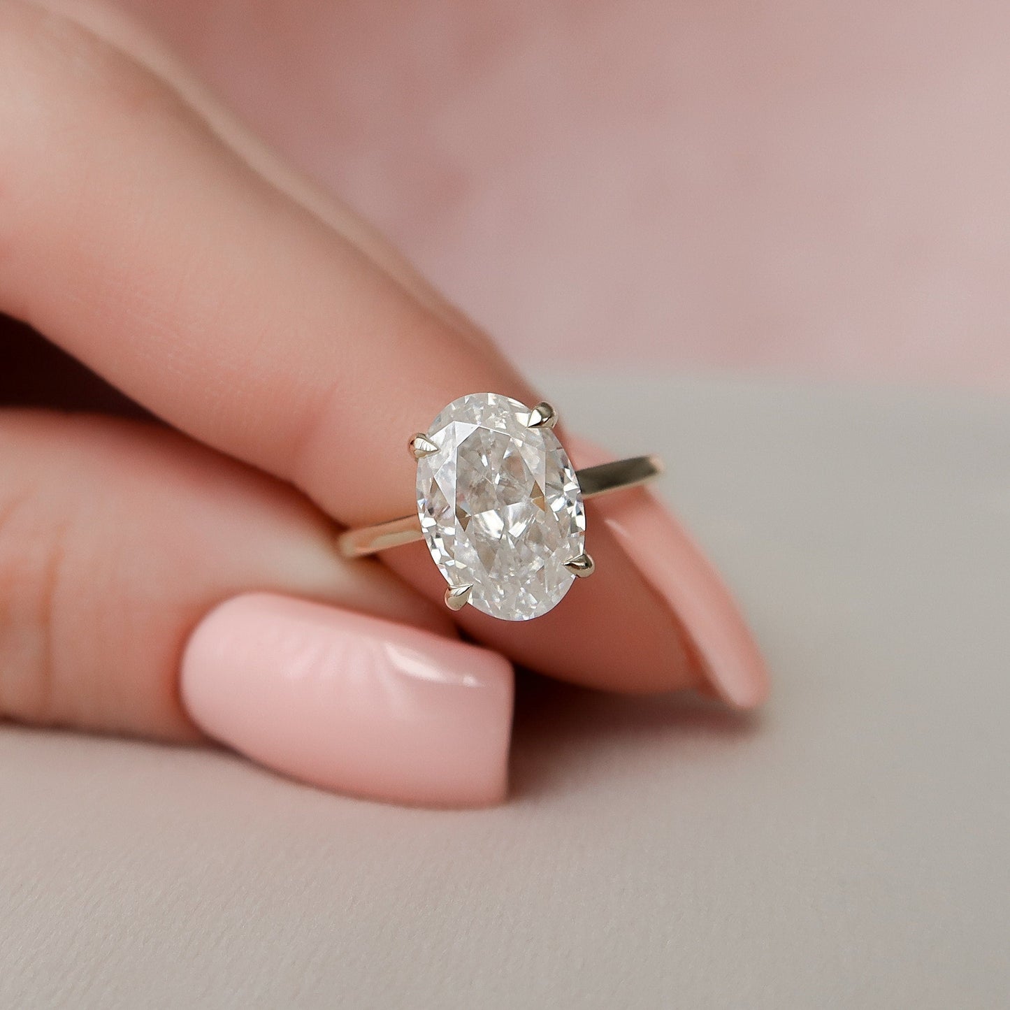 3.0 CT Oval Cut Hidden Halo Style Moissanite Engagement Ring 2