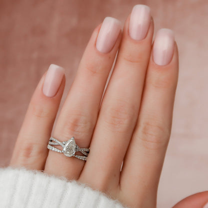 Marquise Cut Cluster Styled Lab Grown Bridal Ring Set