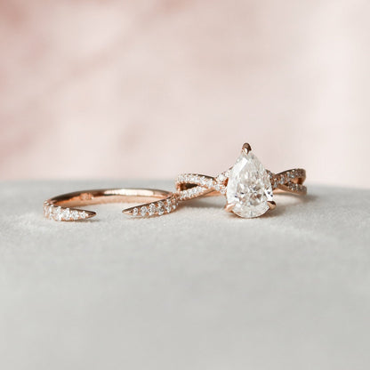 Marquise Cut Cluster Styled Lab Grown Bridal Ring Set