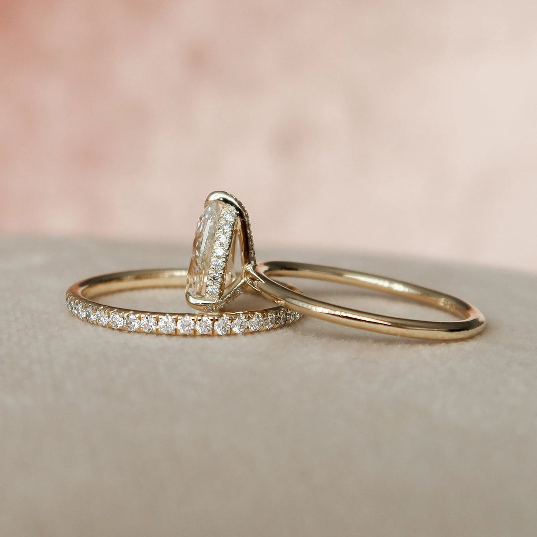 Marquise Cut Cluster Styled Lab Grown Bridal Ring Set