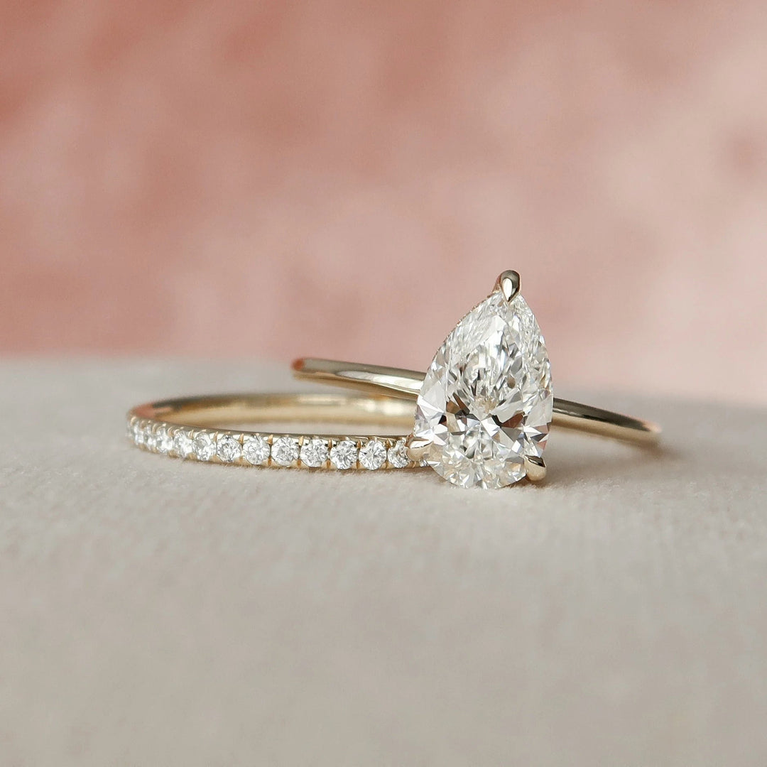 Marquise Cut Cluster Styled Lab Grown Bridal Ring Set