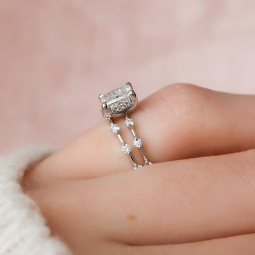 Marquise Cut Cluster Styled Lab Grown Bridal Ring Set