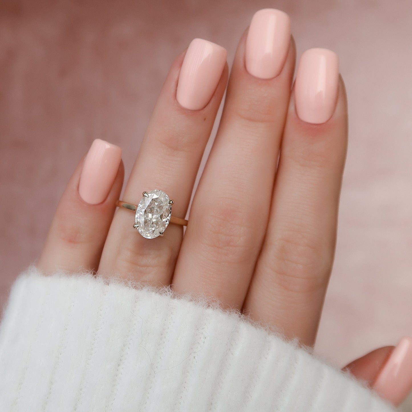 3.0 CT Oval Cut Hidden Halo Style Moissanite Engagement Ring 7