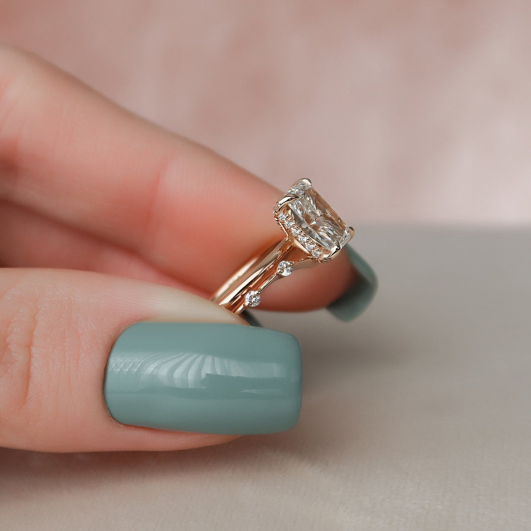 Marquise Cut Cluster Styled Lab Grown Bridal Ring Set