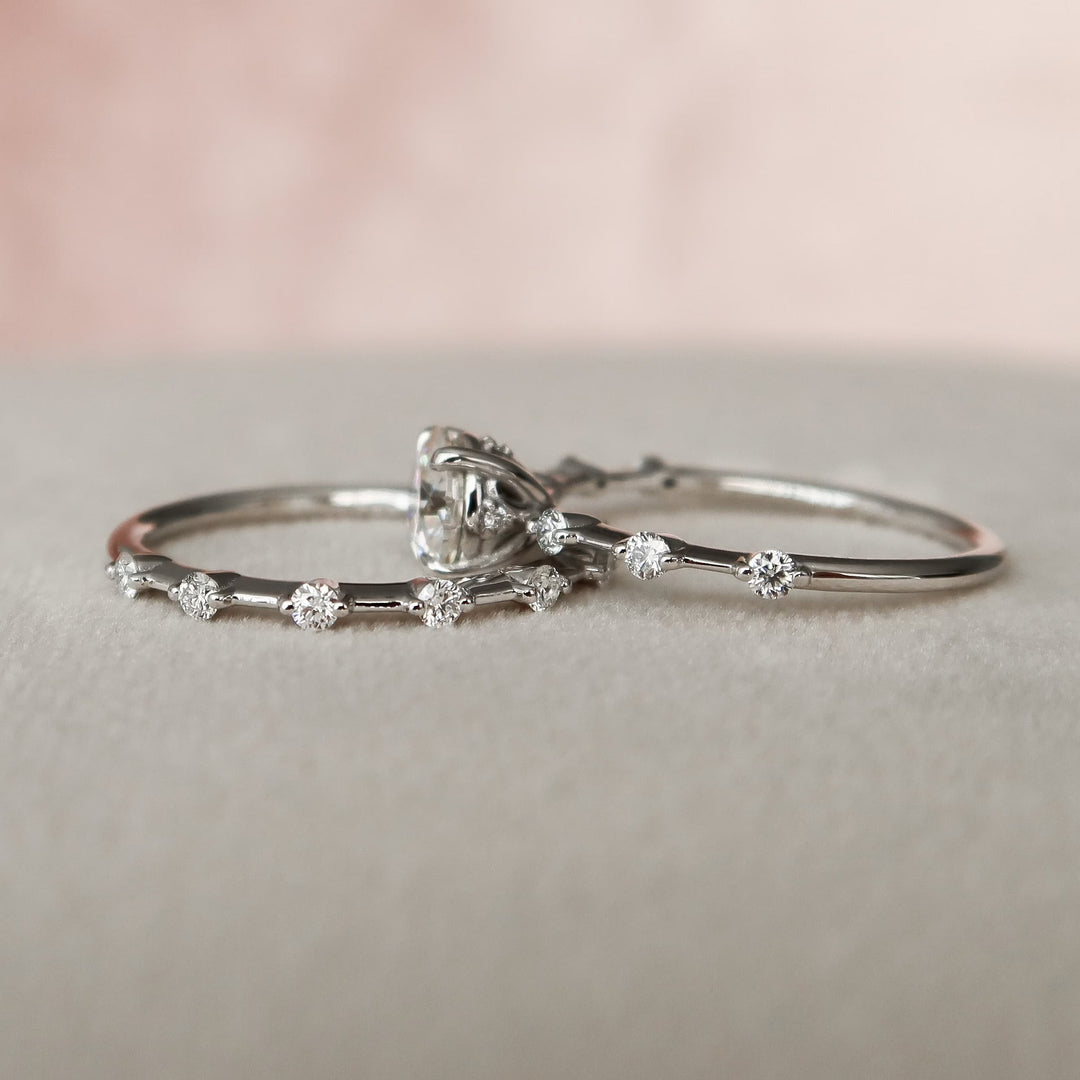 Marquise Cut Cluster Styled Lab Grown Bridal Ring Set