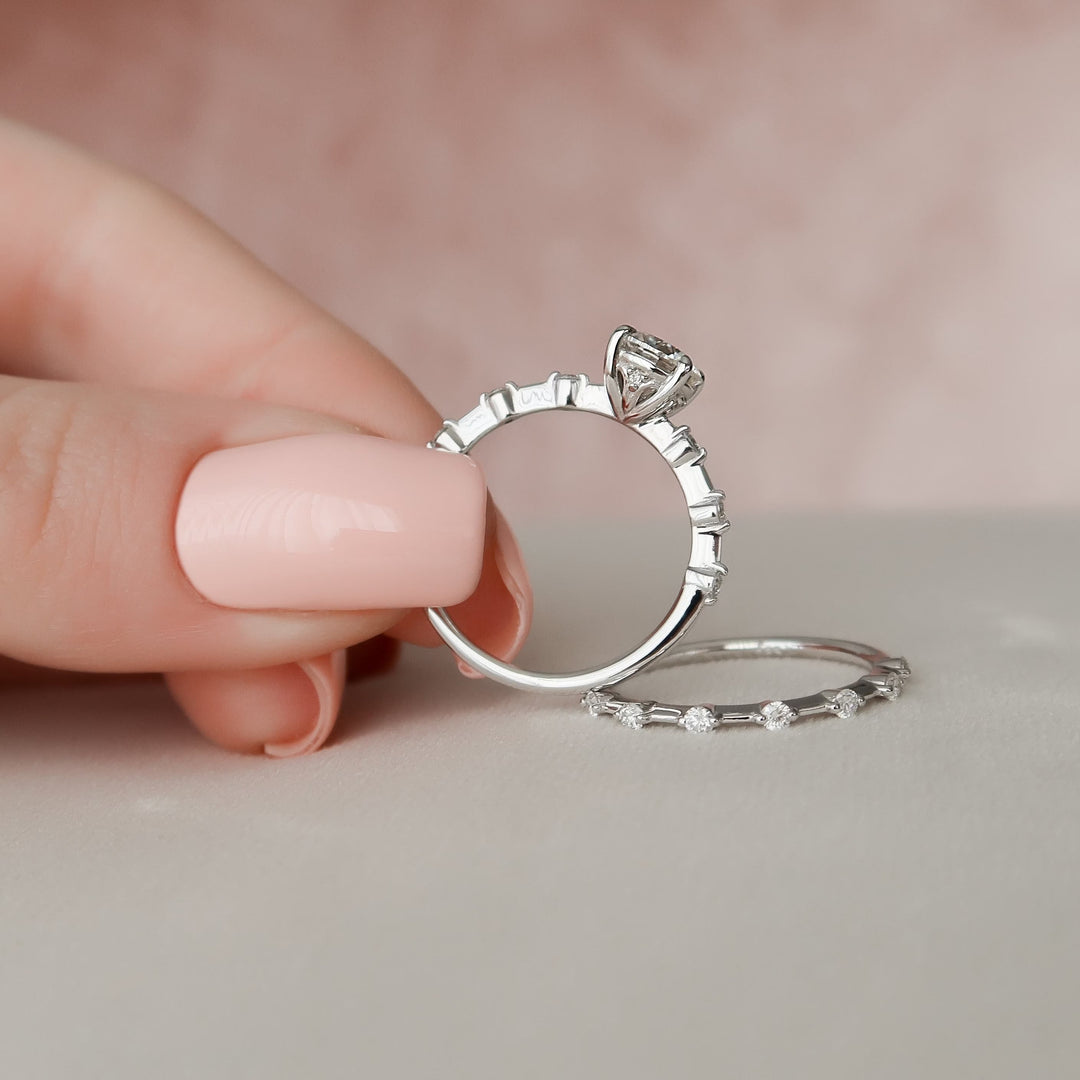 Marquise Cut Cluster Styled Lab Grown Bridal Ring Set