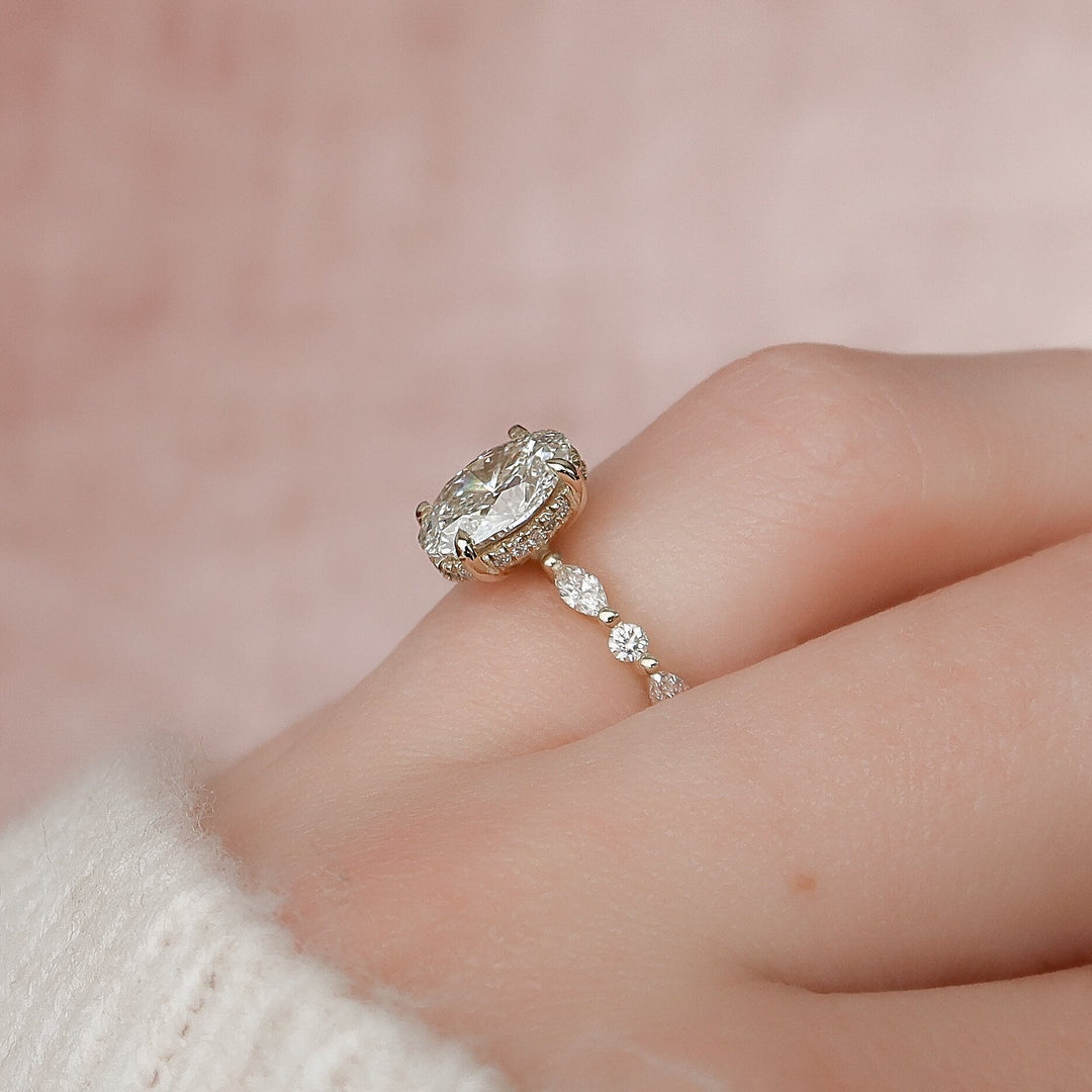 Marquise Cut Cluster Styled Lab Grown Bridal Ring Set