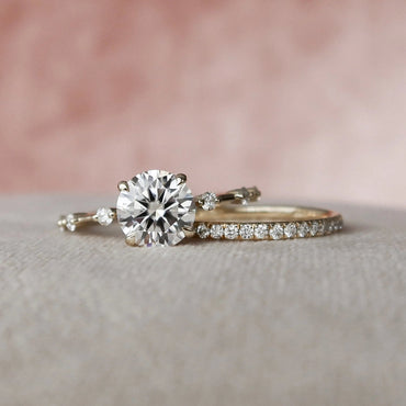 Marquise Cut Cluster Styled Lab Grown Bridal Ring Set