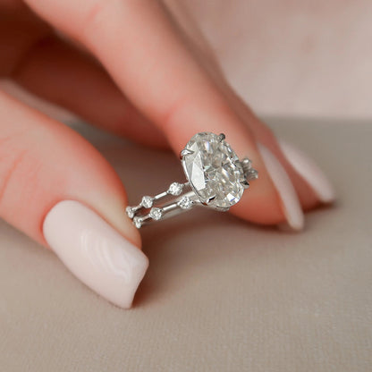 Marquise Cut Cluster Styled Lab Grown Bridal Ring Set