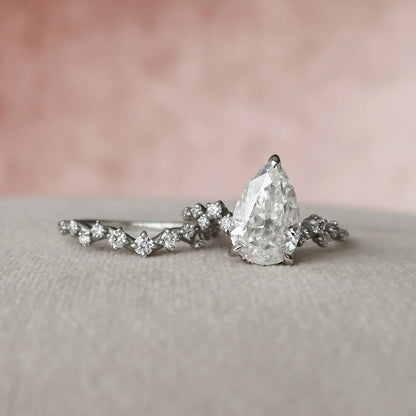 Marquise Cut Cluster Styled Lab Grown Bridal Ring Set