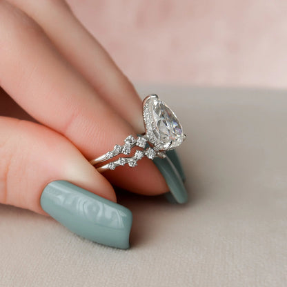 Marquise Cut Cluster Styled Lab Grown Bridal Ring Set