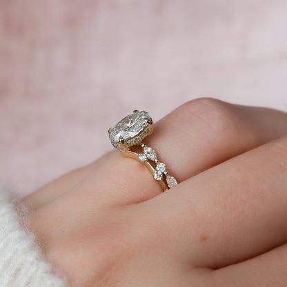 Marquise Cut Cluster Styled Lab Grown Bridal Ring Set