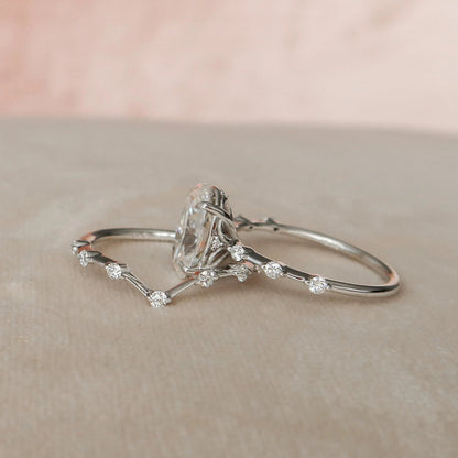 Marquise Cut Cluster Styled Lab Grown Bridal Ring Set